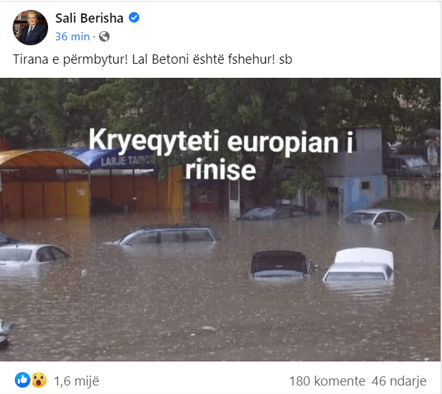 Foto e postuar nga Kryetari i PD, Sali Berisha